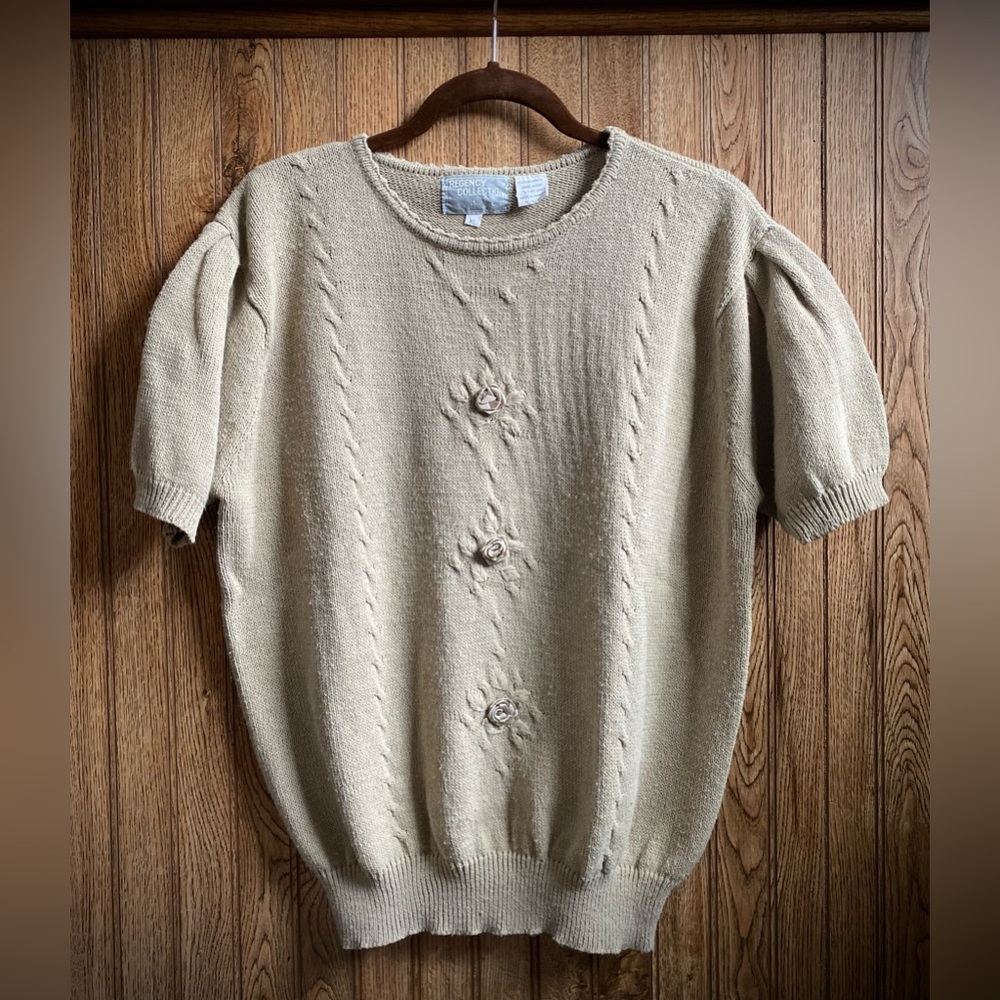 Vintage 1980s Regency Collection for Joyce Short Sleeves Knit Sweater size XL